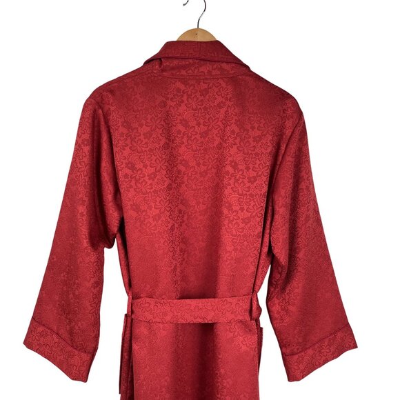 Vintage A Dong Mens Floral Luxurious Red Robe One Size Tie Bath Lounge - Picture 5 of 6